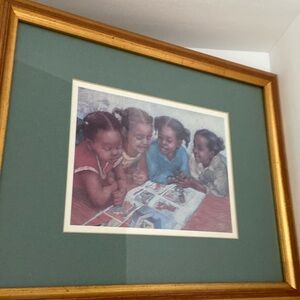 Brenda Joysmith Matted Framed Print of Children Reading Print 8”x6”